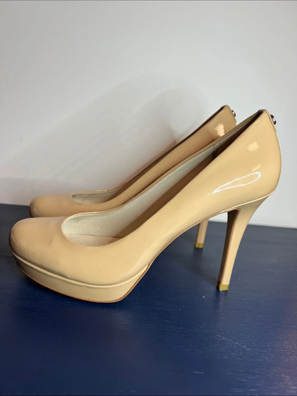 Michael Kors Nude  Patent Leather Platform Stiletto Pumps - Womens Heels Size 8